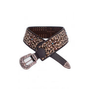 Rhinestone Cross Studded Wide Leather Belt