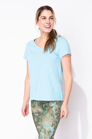 Solid Short Sleeve V-Neck Tee by Escape 10000