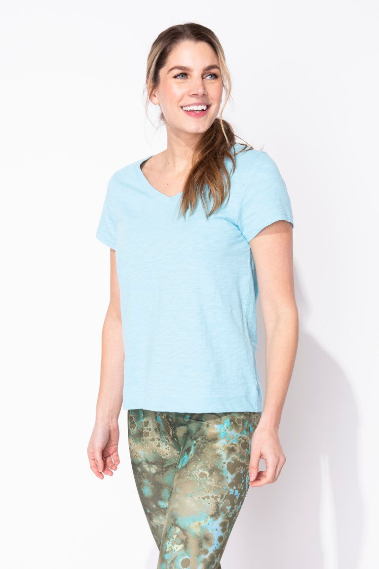 Solid Short Sleeve V-Neck Tee by Escape 10000