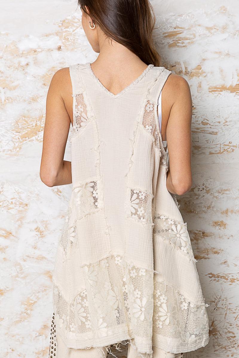 Lace Inset V-Neck Swing Tunic by POL FWT411 - Robin Boutique-Boutique 