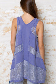 Lace Inset V-Neck Swing Tunic by POL FWT411 - Robin Boutique-Boutique 