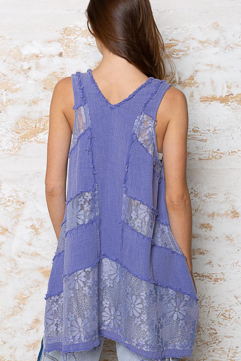 Lace Inset V-Neck Swing Tunic by POL FWT411 - Robin Boutique-Boutique 
