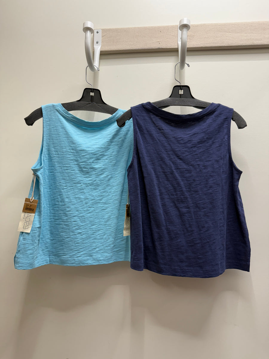 Solid V-Neck Slub Cotton Tank by Escape