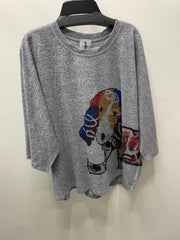 Dolman Sleeve Sweater in Fi-Fi-Fluff Print by Inoah