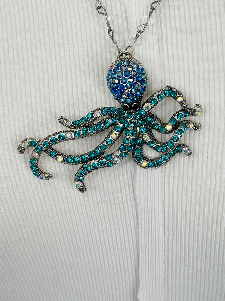 Rhinestone  Octopus Necklace by Gina