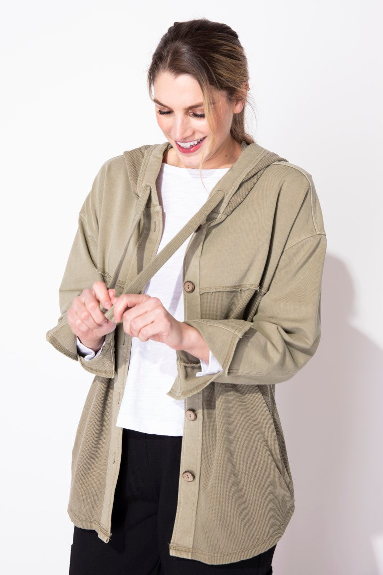 Waffle Knit Hoodie in Ivory by Escape