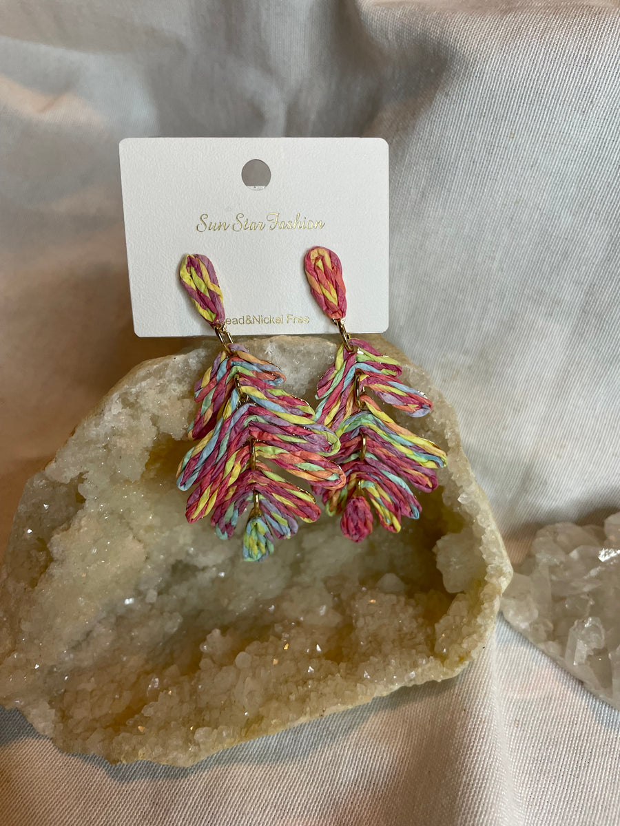Rattan Palm Leaf Earrings