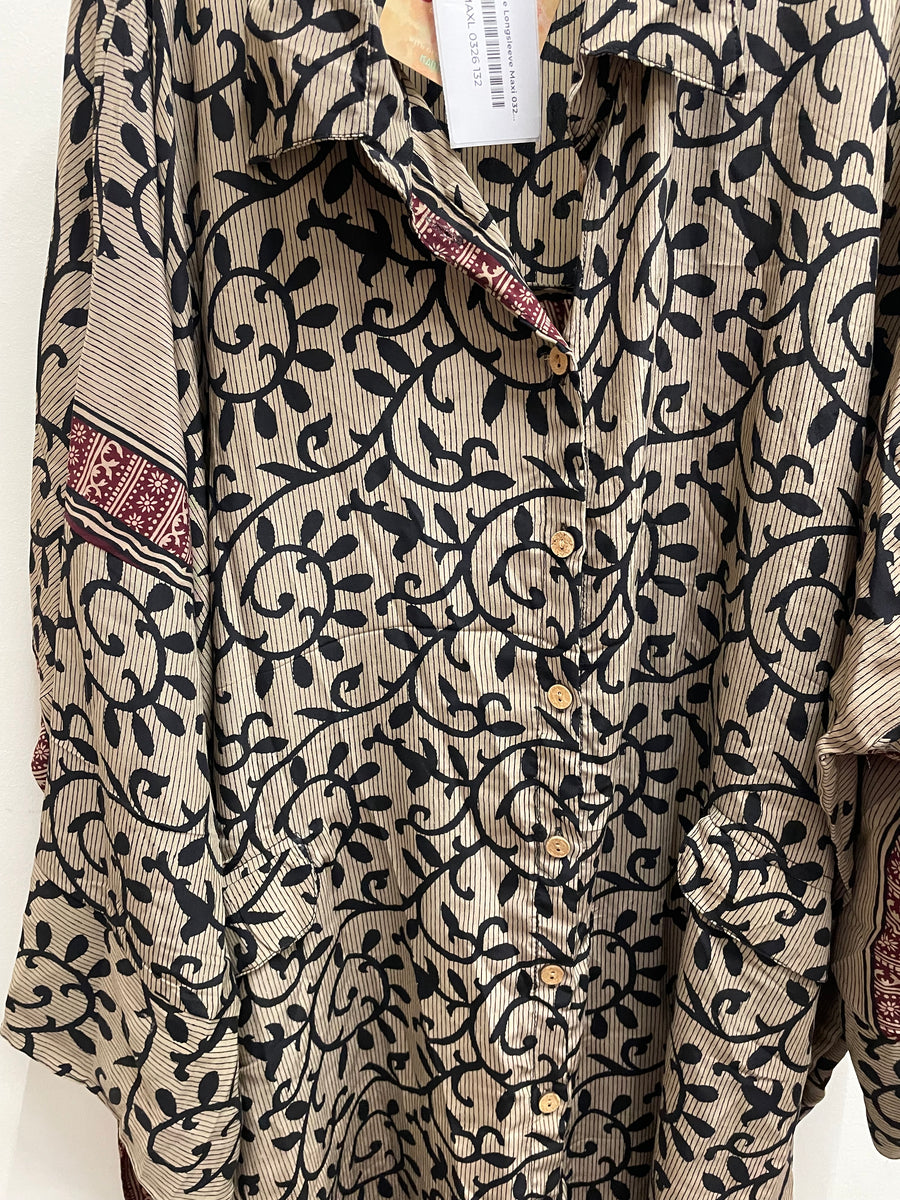 Crepe Sari Free To Be Longsleeve Maxi #132 by Kantha Bae