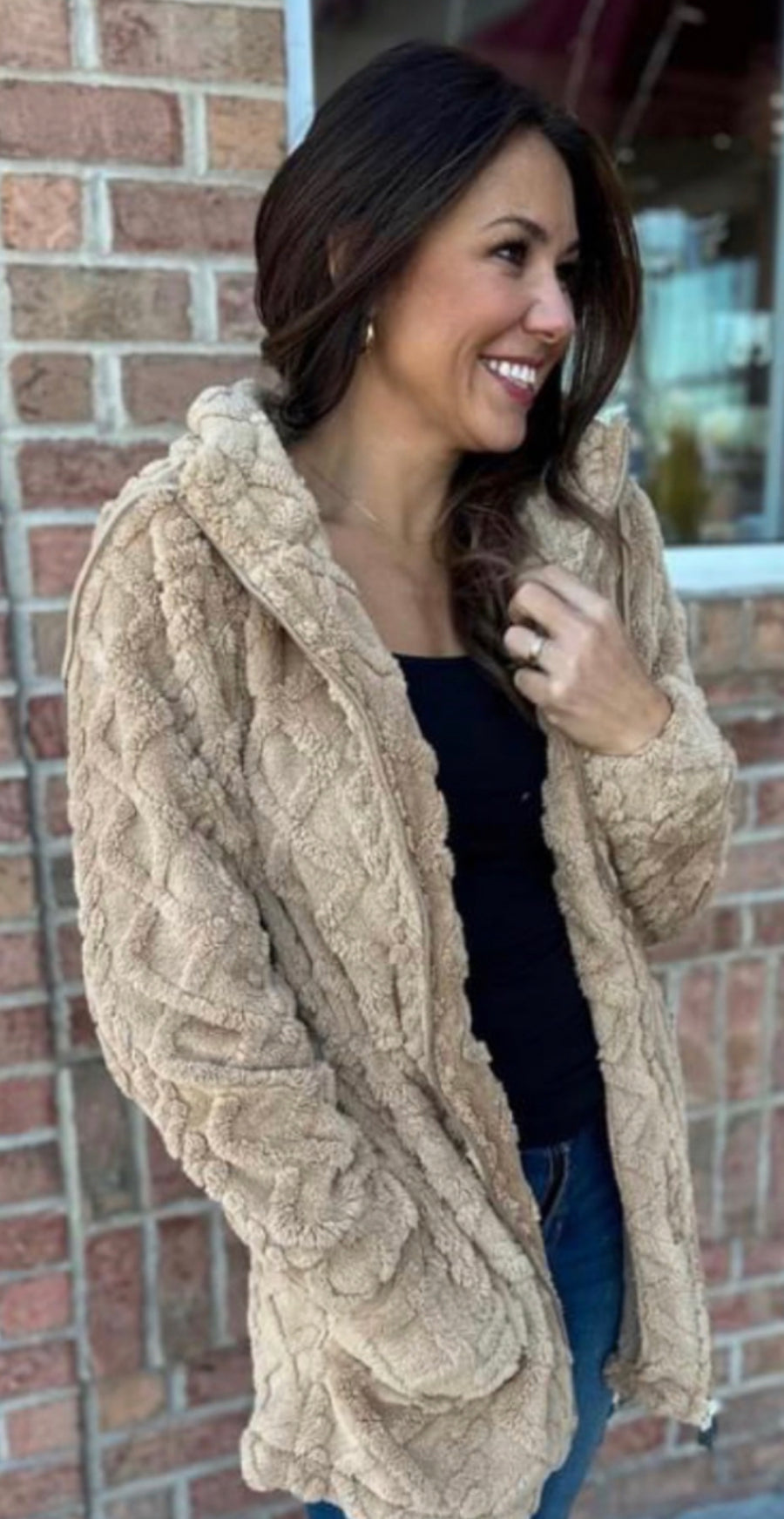 Super Soft Faux Fur Zip Front Jacket With Hood SR2672