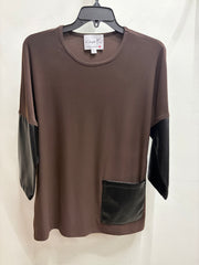Luxe Faux-Leather Accent Blouse by Compli K