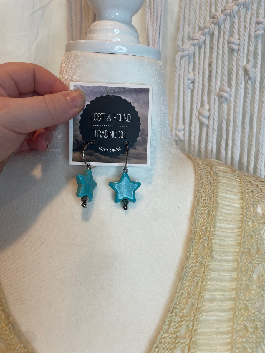 Turquoise Star Drop Earrings