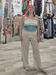 Strapless Ruffled Blouse in Ocean by IPNG Design