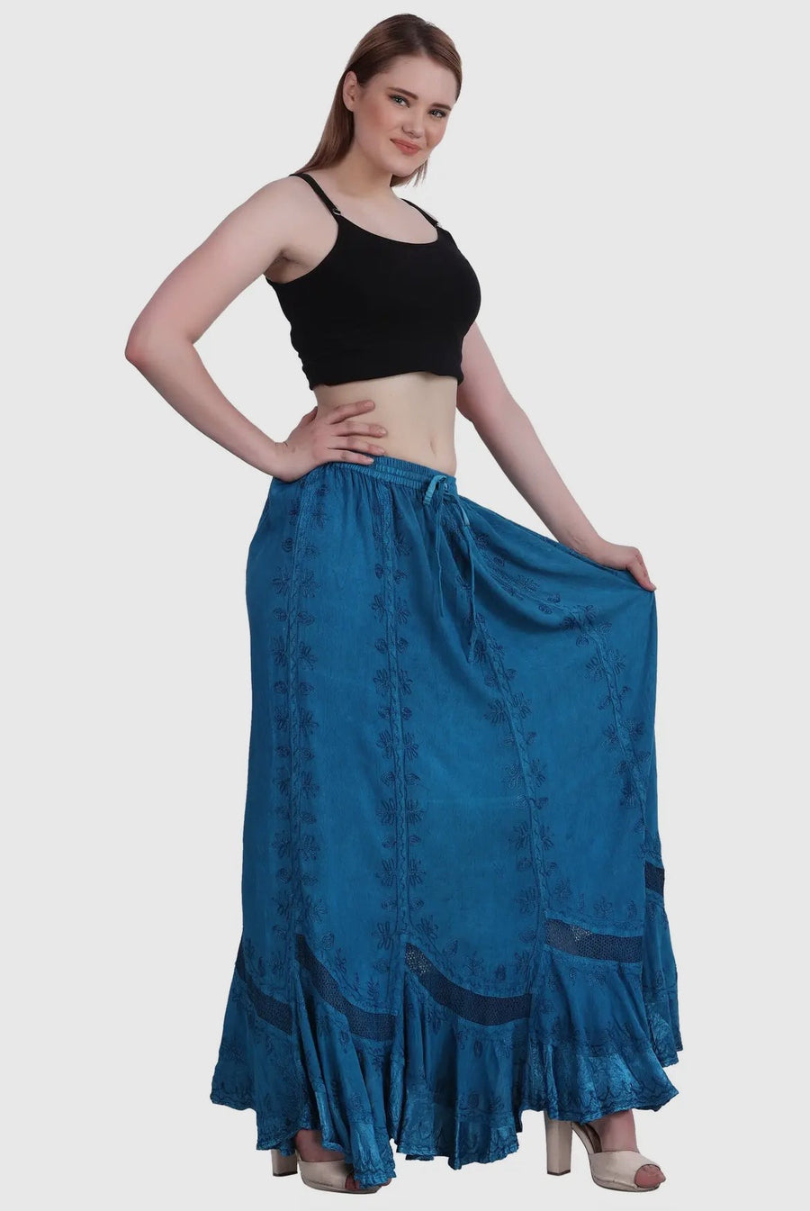 Embroidered Maxi Skirt