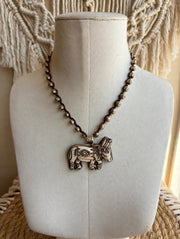 Desert Story Carved Bone Donkey Necklace by Tara Gasparian