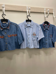 Reworked Denim Crop Button Down #208