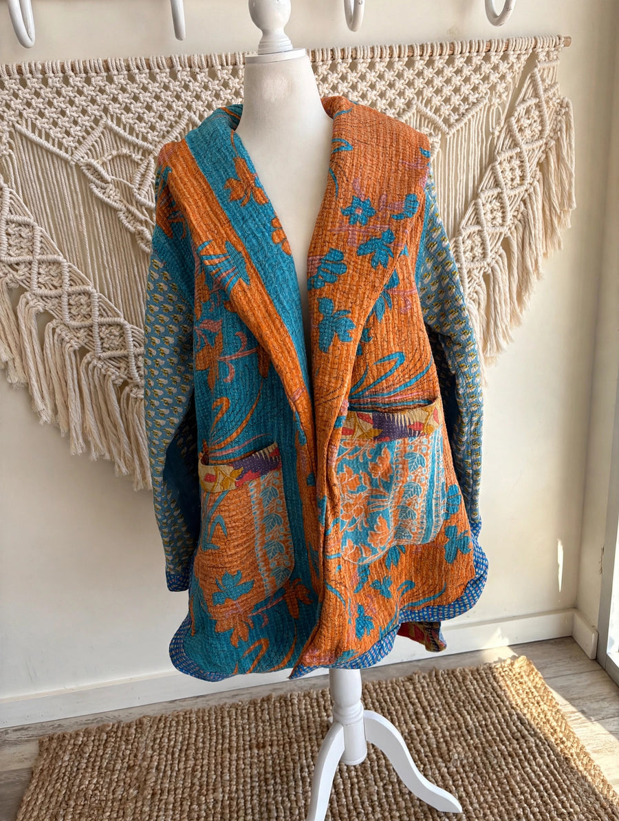 Fine Kantha Drifter Coat #111 by Kantha Bae