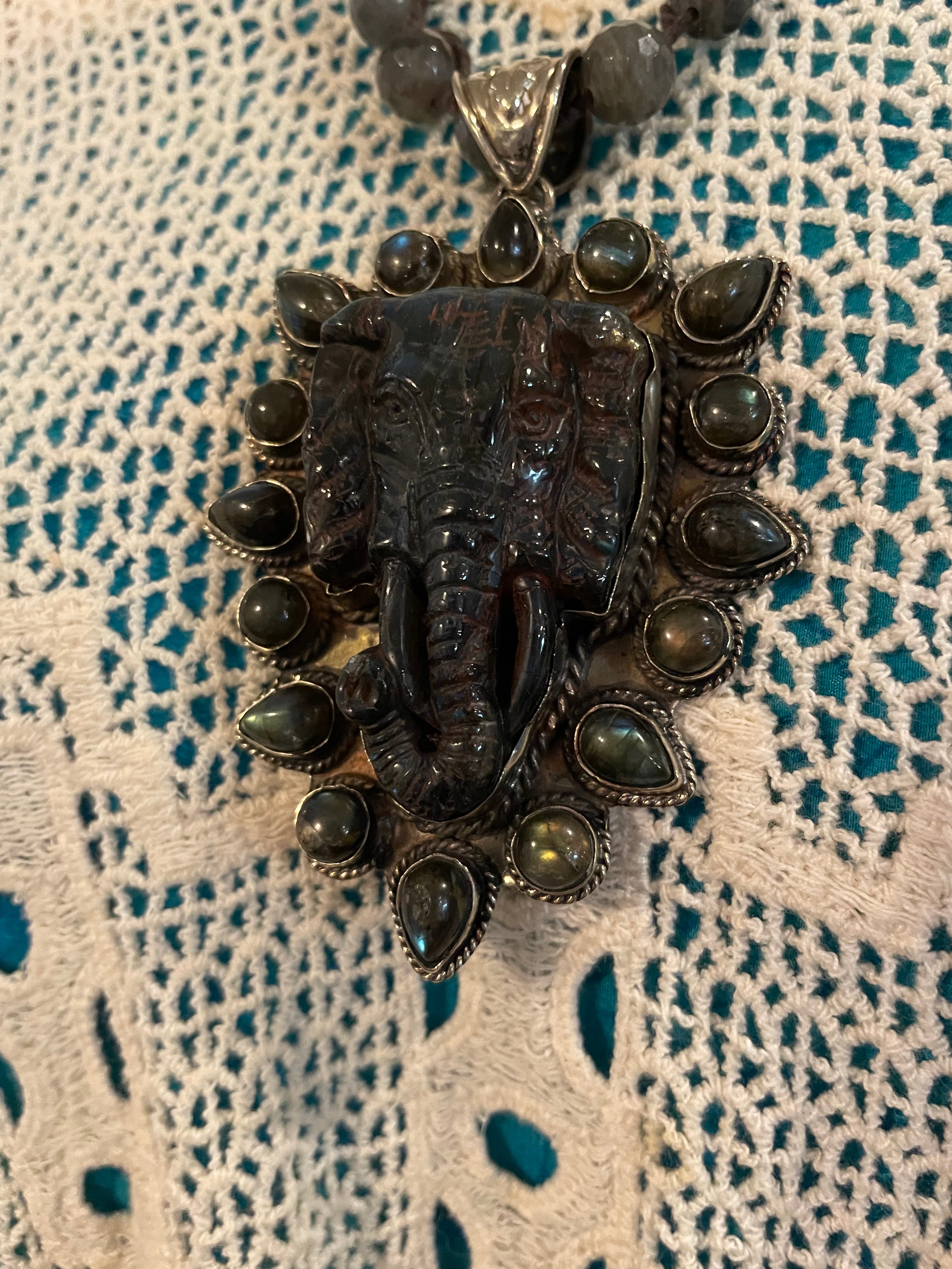 Labradorite Elephant Necklace