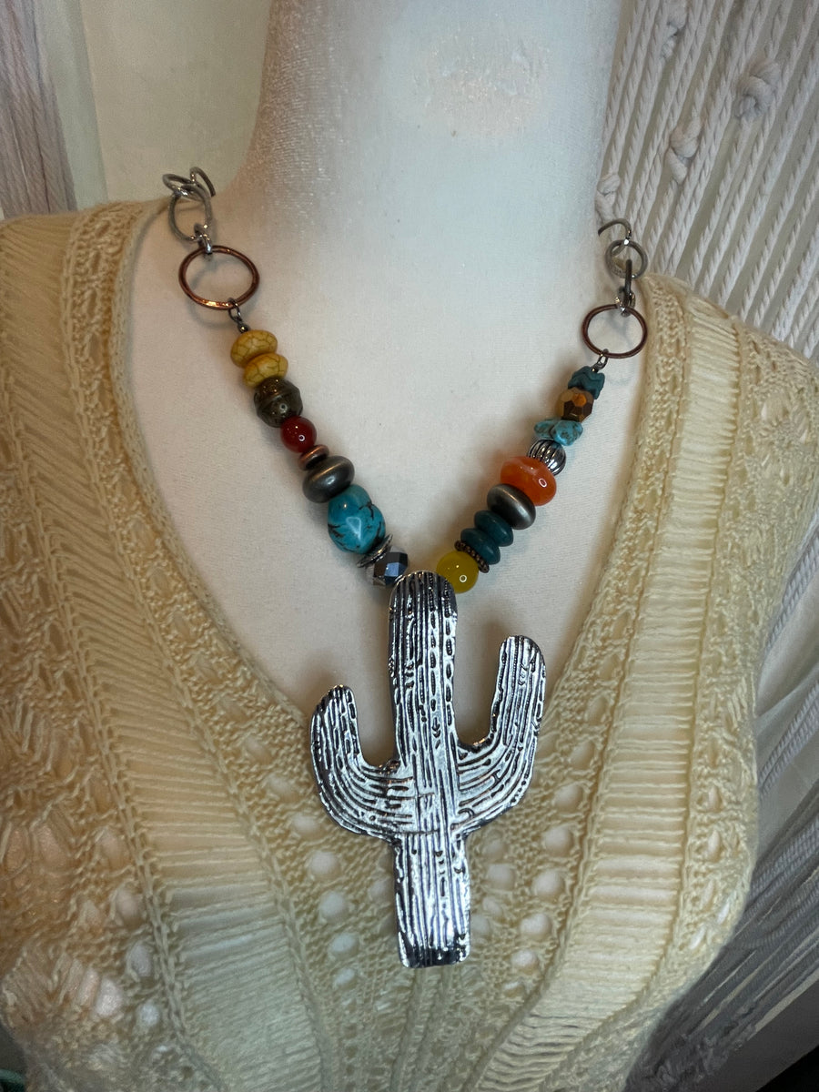 Beaded Cactus Necklace