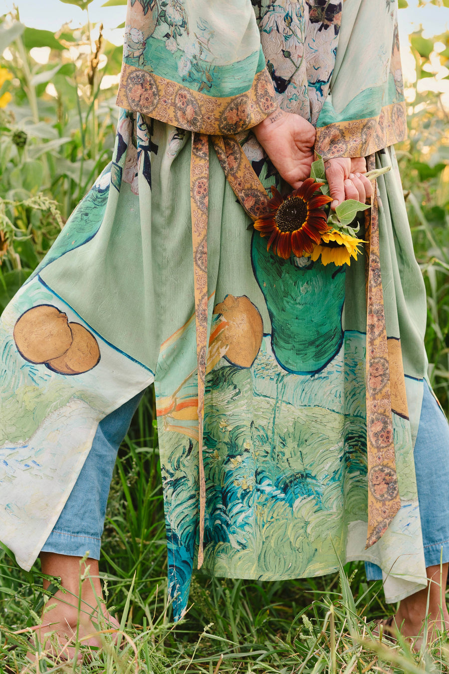 Additional view of I Paint My Dream Van Gogh Opera Duster Kimono Robe from Robin Boutique.
