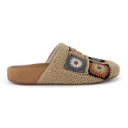 Bolinas Crochet Clog by The Sak in Acorn Patch, an earthy hand-crocheted patchwork backless clog with a leather footbed – view 3 -Robin Boutique