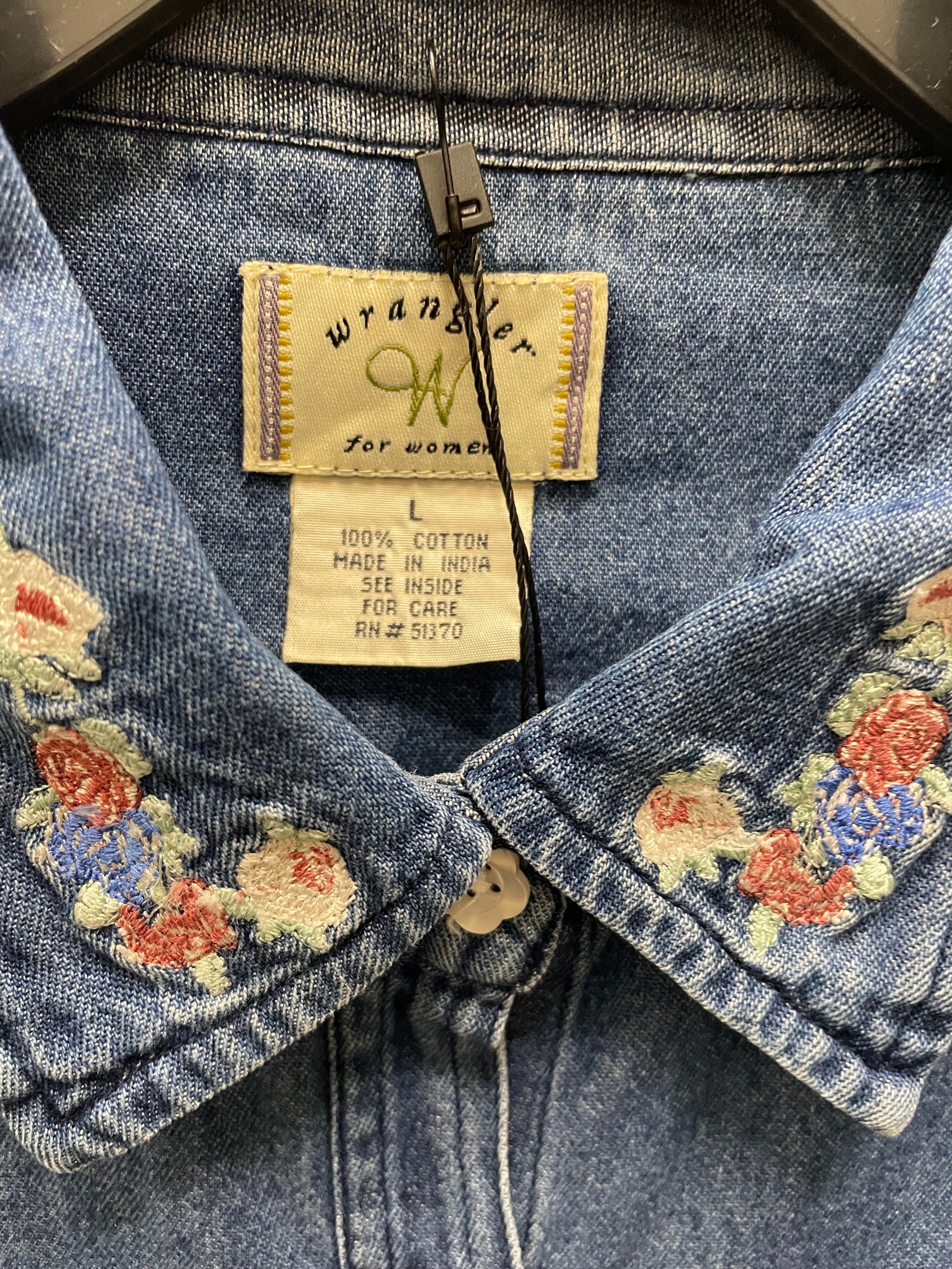 Reworked Denim Crop Button Down #216