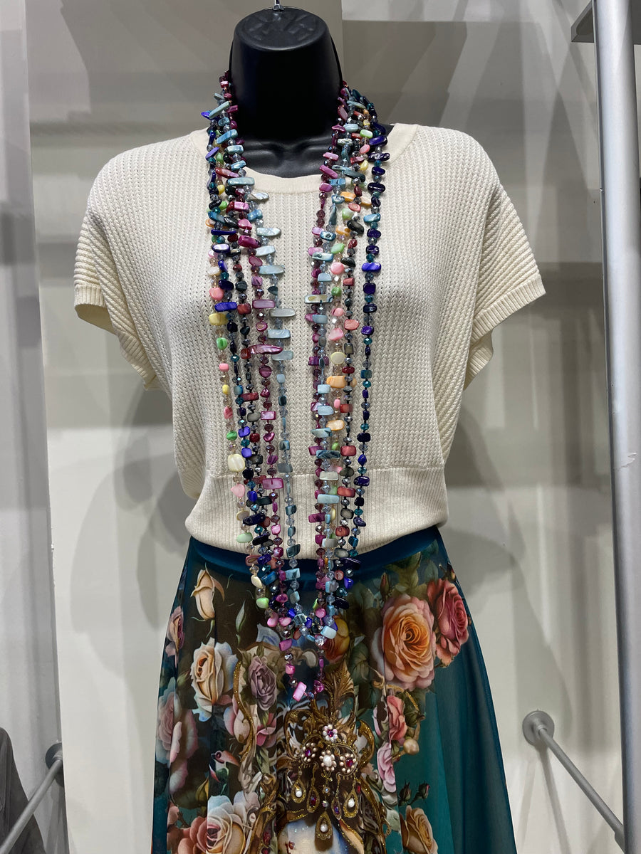 Tidal Glow Irregular Shell & Glass Necklace