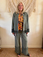 Ruffle Trim Mineral Wash Jacket by The Paper Lace