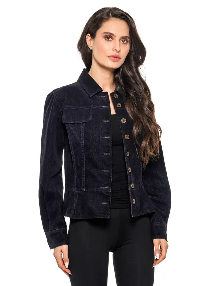 Velvet Denim in Navy Jacket by Adore Robin Boutique