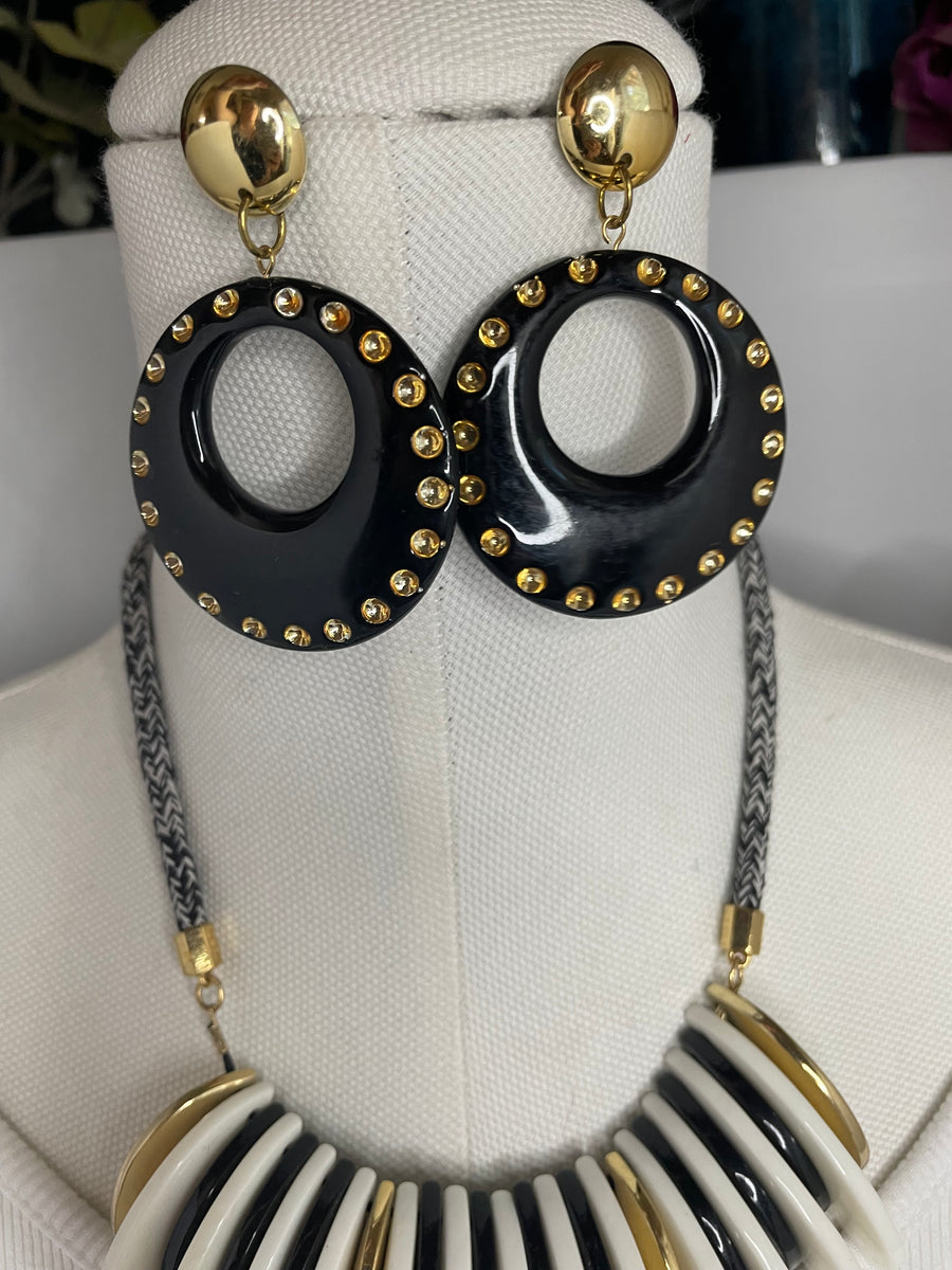 Black Acrylic Hoop Earrings by The Vintage Jewel