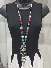Indian Trade Bead Black Cuff Necklace