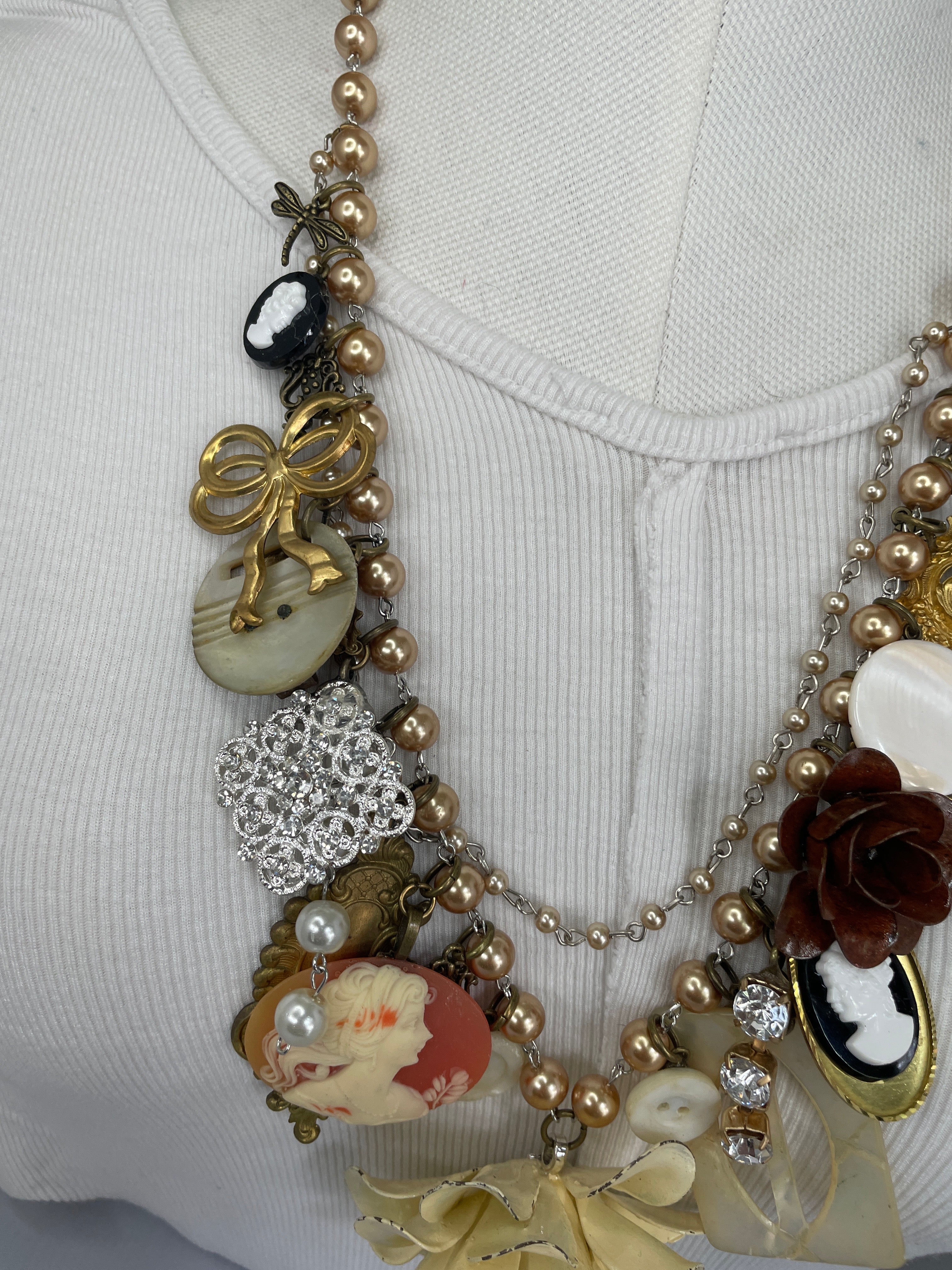 Ivory Rose Cluster Necklace by Gina