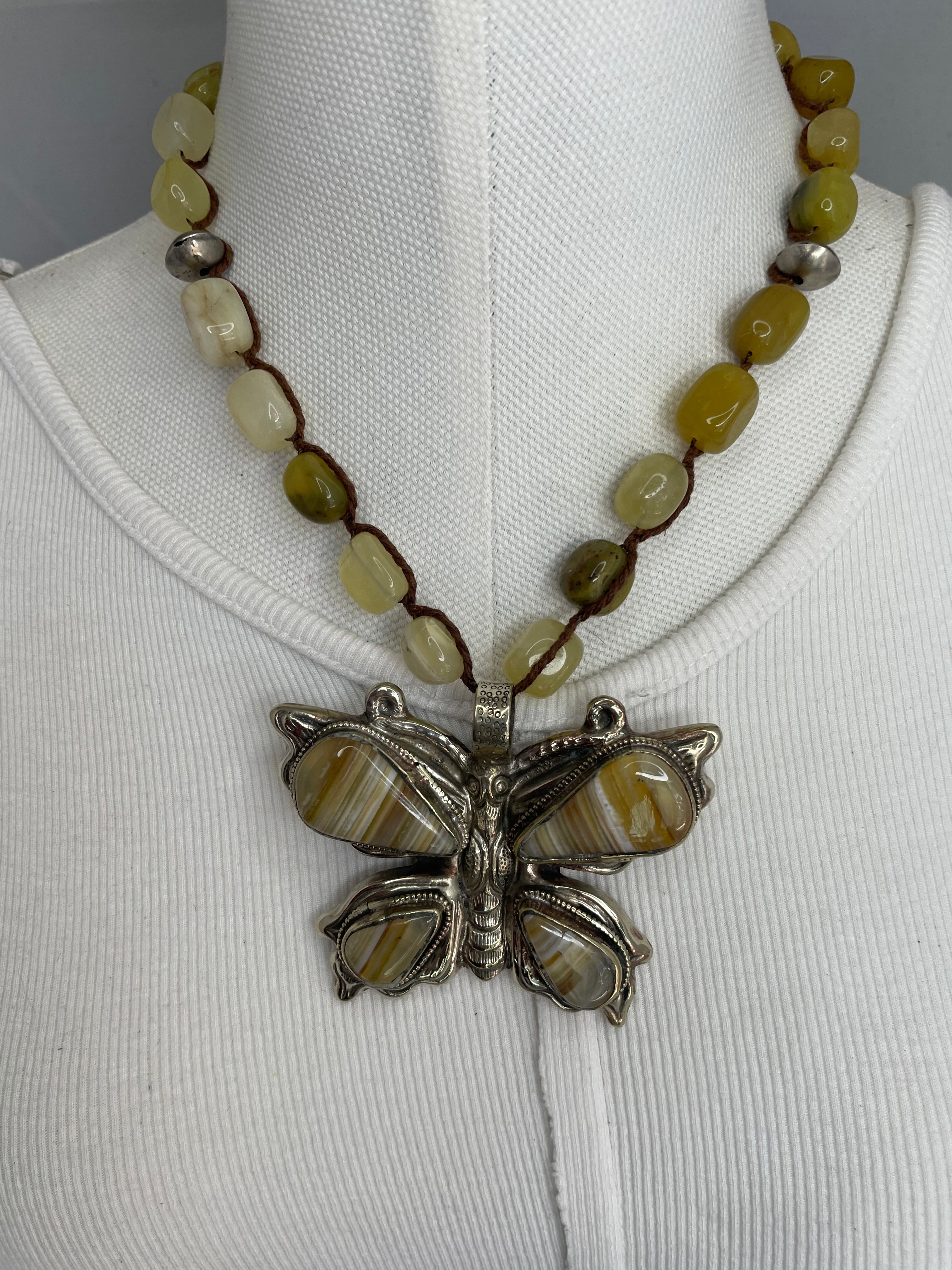 Yellow Agate Butterfly Short Necklace  Tara Gasparian Robin Boutique