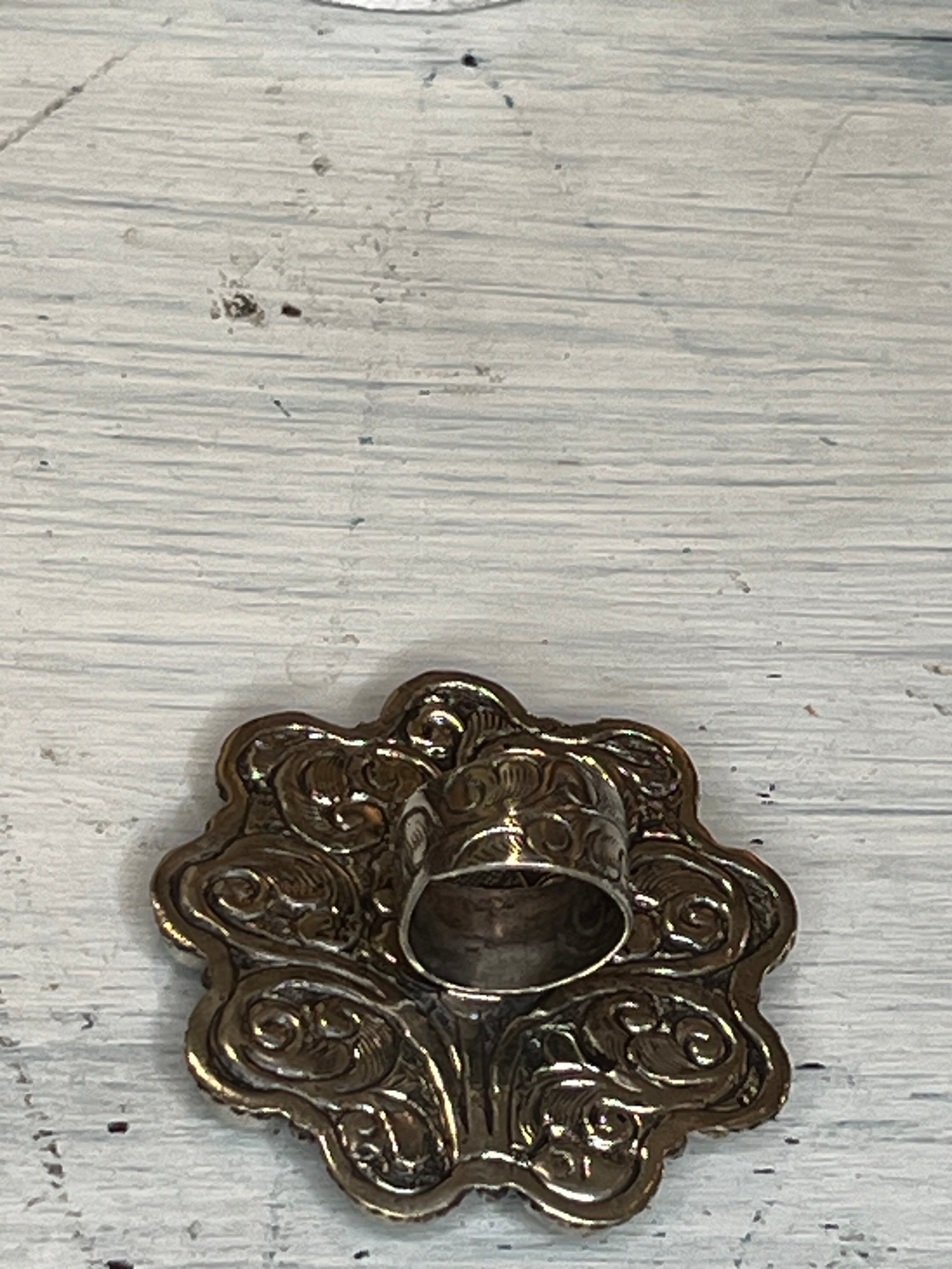 Turquoise Flower Adjustable Ornate Ring
