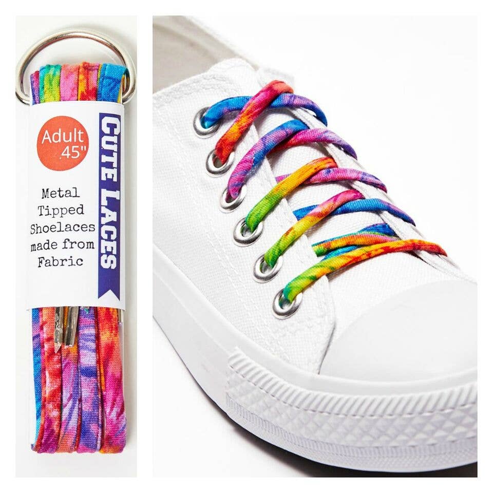 Tie Dye Rainbow Cute Shoe Laces - for Adults & Kids