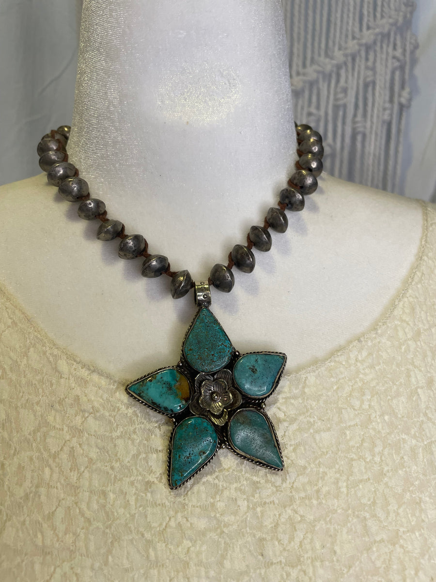 Turquoise Star Flower Necklace