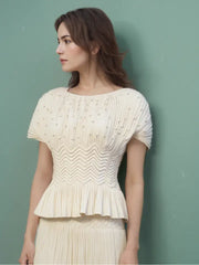 Additional view of Pleated Blouse with Pearls and Diamonds by EllyNDale from Robin Boutique.