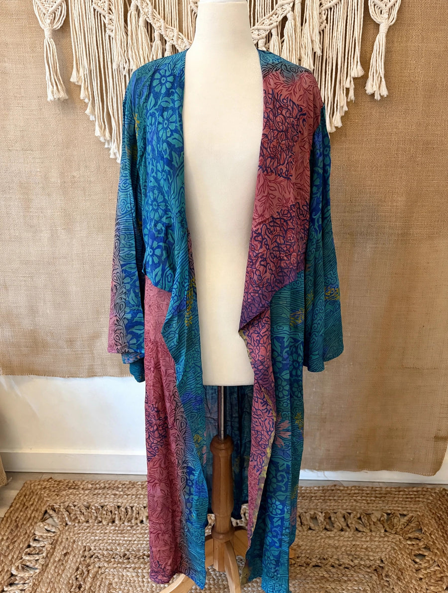 Crepe Sari Spellbound Kimono #071 by Kantha Bae