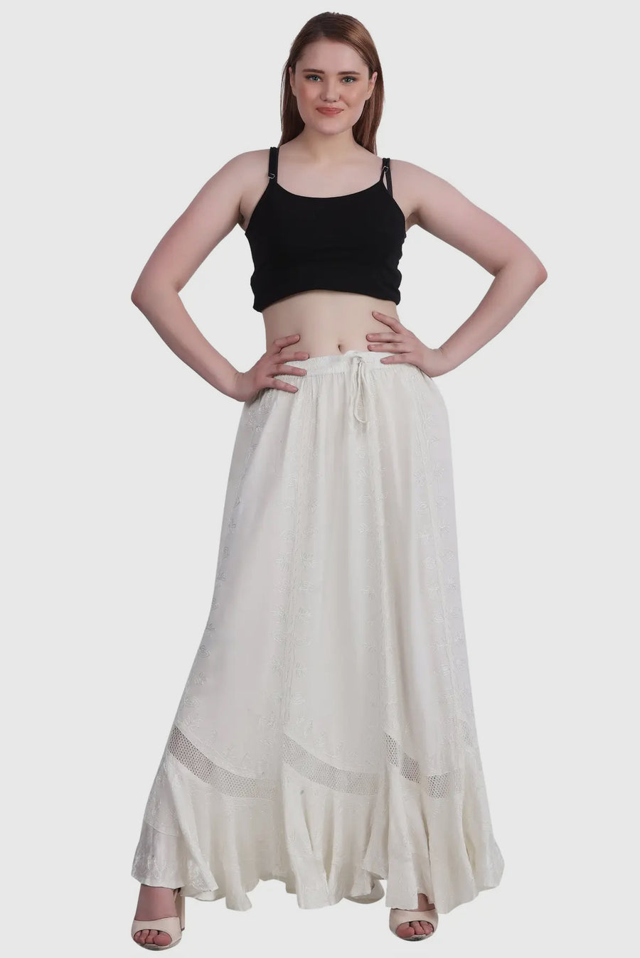 Embroidered Maxi Skirt
