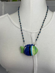 Blue Stripe Fish Necklace by Gina