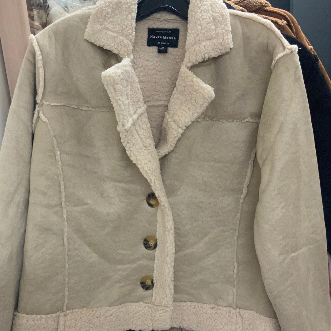 Faux suede Shearling lined short coat HMJ20963 - Robin Boutique-Boutique 