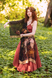 The Messenger Scarf with Joan of Arc, Florals & Fox