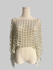 Lace Poncho with All Over Pearls by EllyNDale