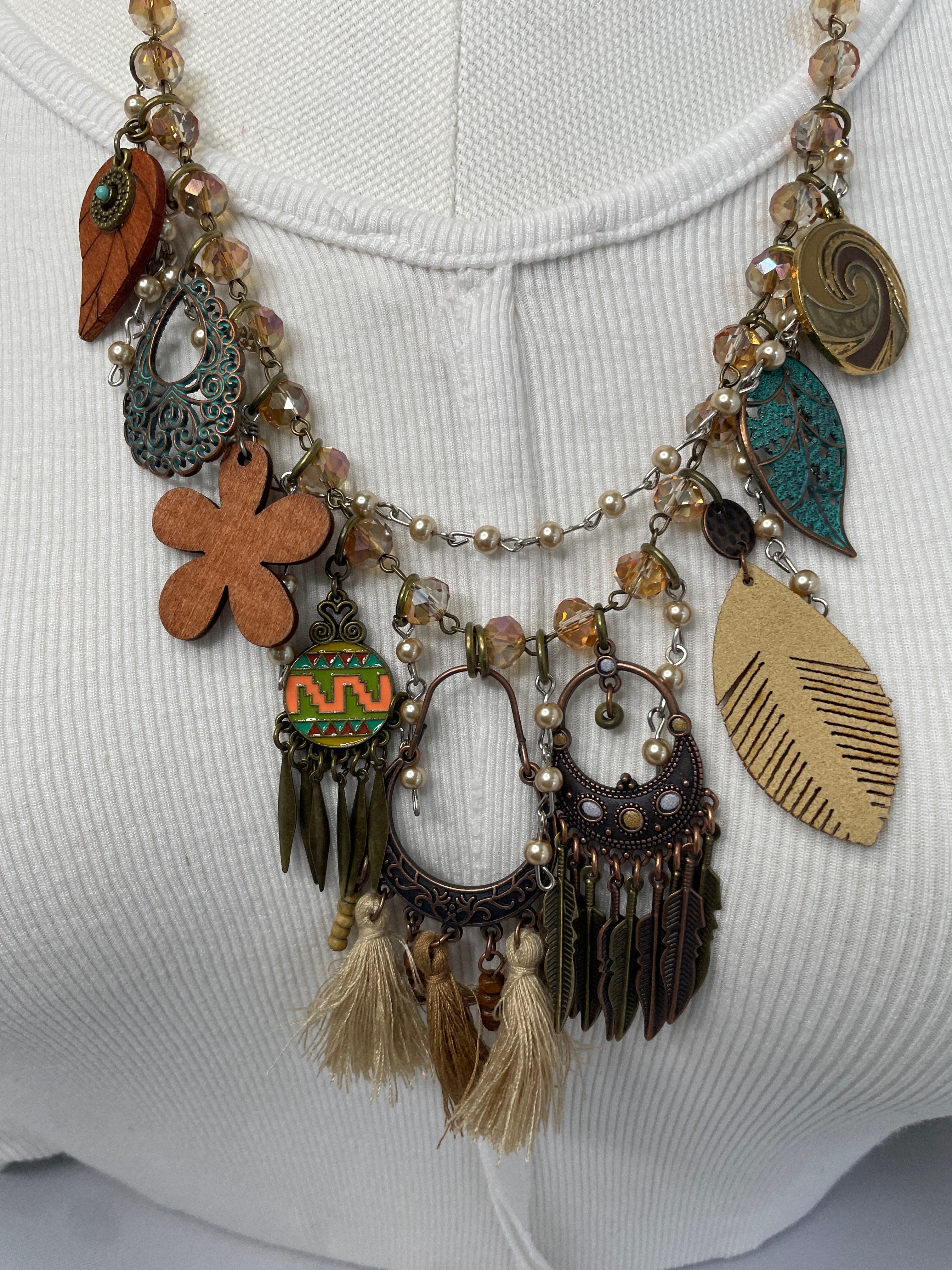 Boho Feather Necklace by Gina