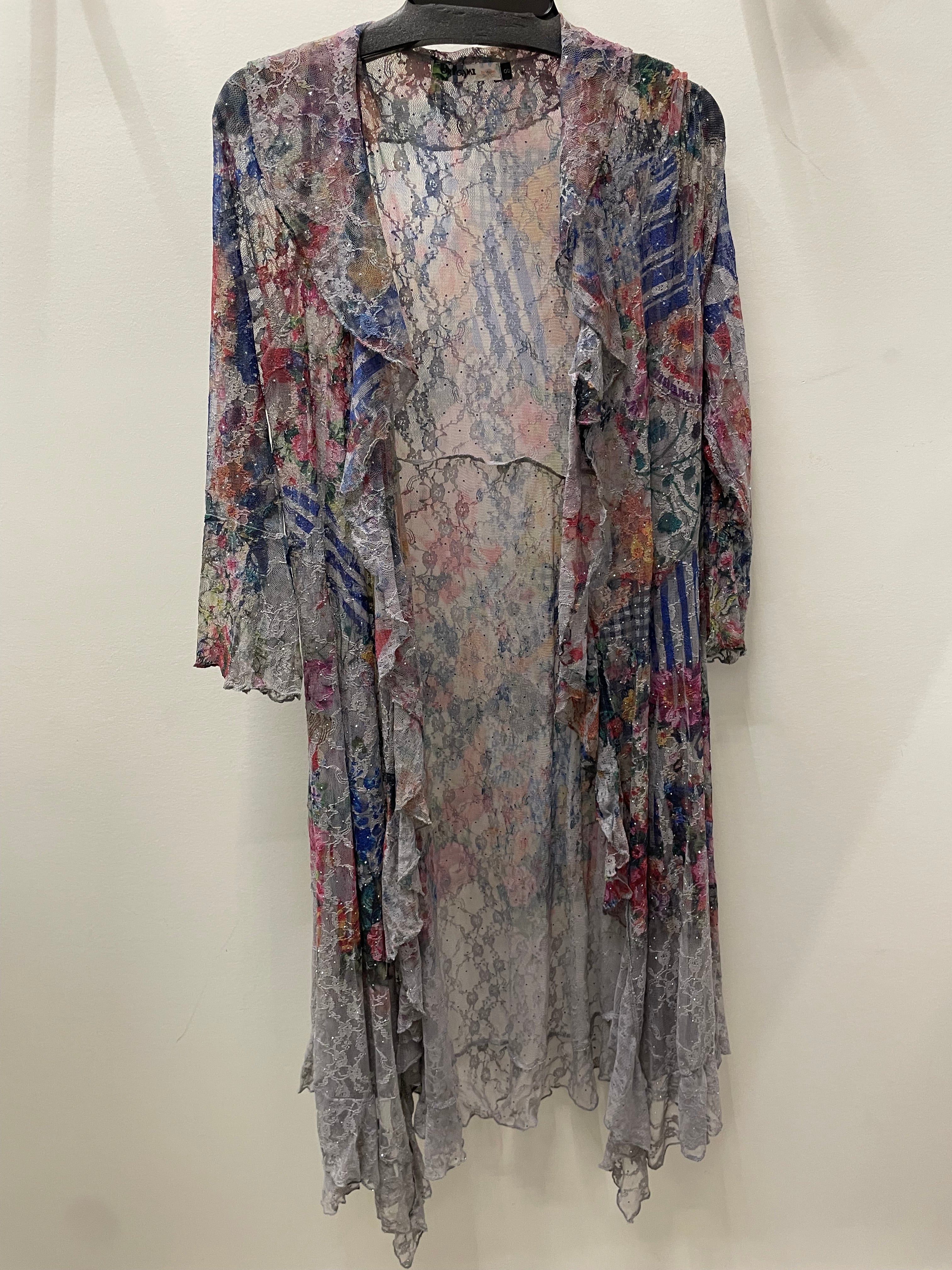 All Lace Long Cardigan in Bold Floral by Origami