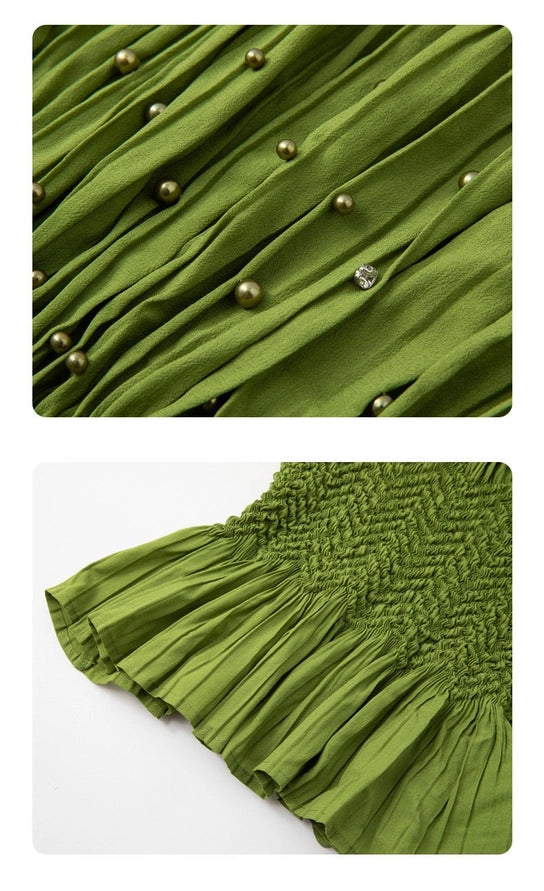 Additional view of Pleated Blouse with Pearls and Diamonds by EllyNDale from Robin Boutique.