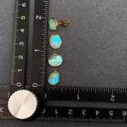 Irregular Blue Acrylic Linked 18K Golden SS Earrings