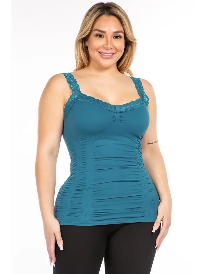 Seamless Laced Corset Camisole in Peacock by M. Rena