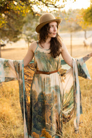 Awakening Bohéme Printed Long Maxi Slip Dress w/ Landscape
