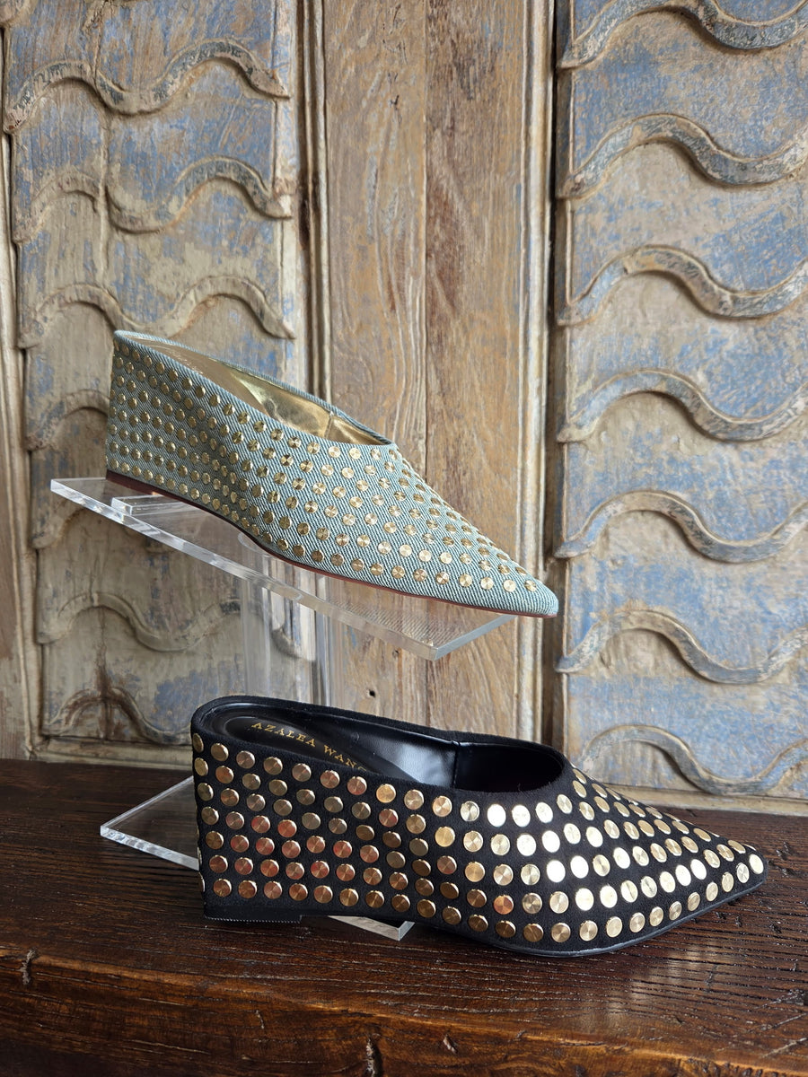 NEIZA STUDDED WEDGE PUMP by Azelea Wang
