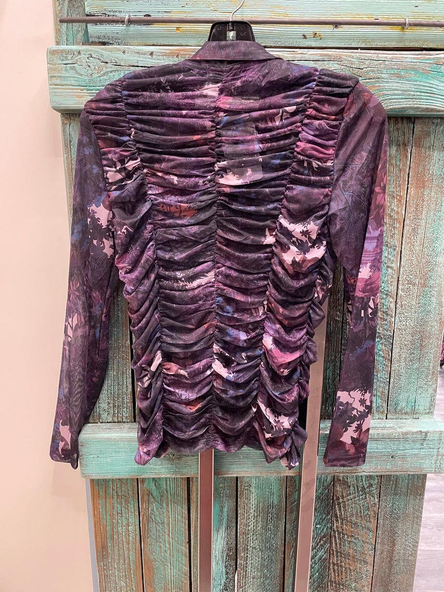 Button Down Ruched Shirt by Adore